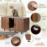 PETSITE Cat Litter Box Enclosure Furniture for 2 Cats, Large Litter Box Cabinet with Scratching Board, and Adjustable Foot Pads, Indoor Cat House TV Stand Side Table, Double Hidden Litter Box PETSITE