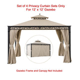 Westcharm Universal Gazebo Curtains 12' X 12' Replacement 4 Panels Privacy Curtain Set for Gazebo Outdoor (Gazebo Privacy Side Wall Set Only) Westcharm