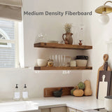 QEEIG Floating Shelves Wall Shelf 24 inches Long Farmhouse Bathroom Decor Bedroom Kitchen Living Room Wall Mounted 24 x 9 inch Set of 2, Rustic Brown (008-60BN) QEEIG