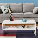 Panana 2-Tier Coffee Table Simple Couch Sofa Side End Table Tea Accent Table for Living Room Office, 39.4" x 15.7" x 15.7" (White) Panana
