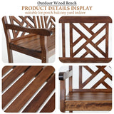 Sophia & William Walnut Outdoor Garden Bench - 47" Weatherproof Wooden Patio Seating with Backrest Sophia & William