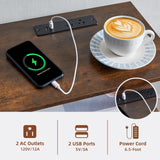 Somdot 2 Drawers Dresser with Charging Station and LED Light for Bedroom, Small Nightstand with Fabric Bins for Bedside Kids Dorm Room Closet Laundry Entryway, Wood Grain Print Somdot