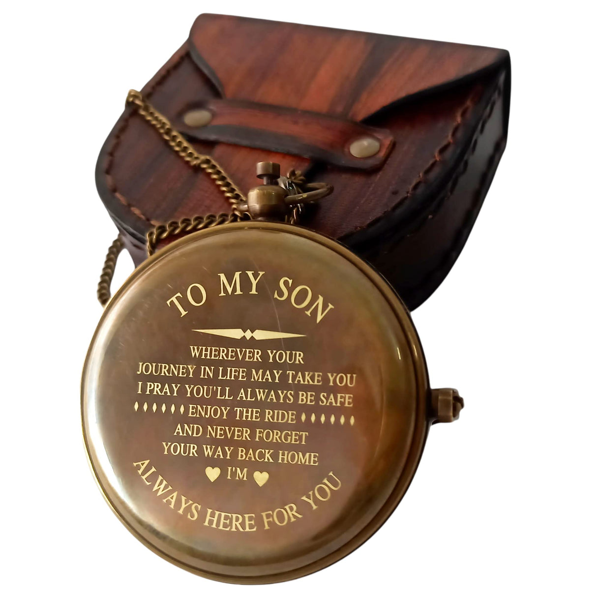 Khybex International to My Son Compass Personalized Sundial Compass with Leather Case/Gift for Son/to My Son Gifts/Mom to Son Gift/Dad to Son/Grandson Gift, Directional Magnetic Sundial Compass Khybex International