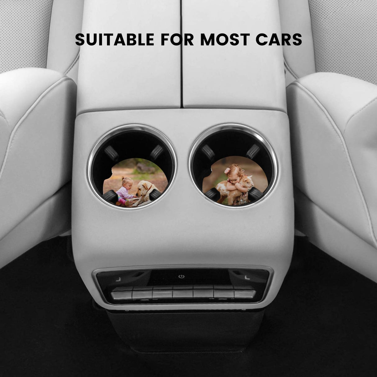 Sublimation Blanks Car Coasters, 12pcs Absorbent Ceramic Car Cupholder Coasters with A Finger Notch for Easy Removal, Keep Vehicle Free from Cold Drink Sweat, Stain and Spill Valyria