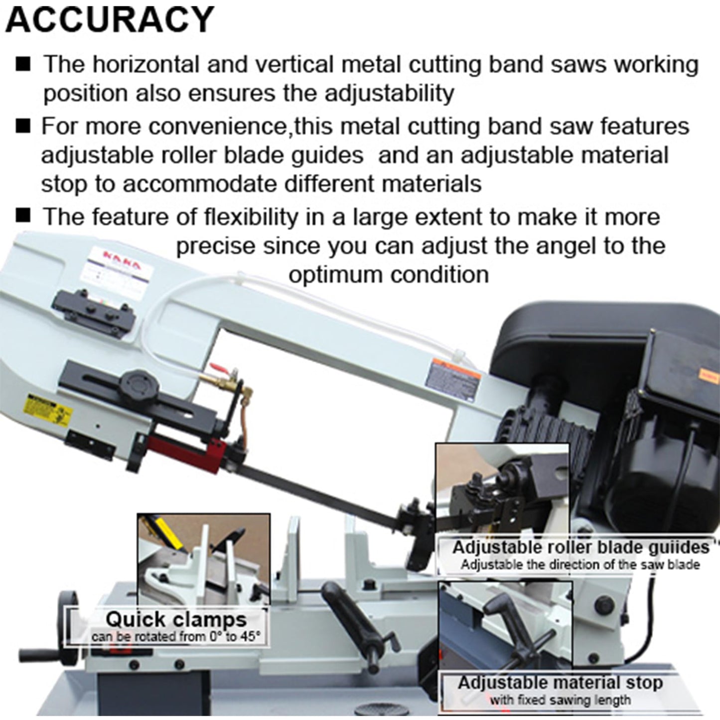 KAKA INDUSTRIAL Metal Bandsaw, 7 x 12 inch Metal Cutting Band Saw,4 step blade speeds by pulley wheel driven, Metal Horizontal Band Saw, BS-712N metal cut band saw with 1.5HP motor 115V / 230 - WoodArtSupply