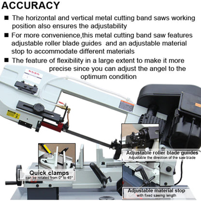 KAKA INDUSTRIAL Metal Bandsaw, 7 x 12 inch Metal Cutting Band Saw,4 step blade speeds by pulley wheel driven, Metal Horizontal Band Saw, BS-712N metal cut band saw with 1.5HP motor 115V / 230 - WoodArtSupply