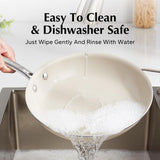 Redchef Nonstick Frying Pans Set, Ceramic Pan Skillet, Non Toxic Pans for Cooking, 8" 9.5" 11" Ceramic Frying Pan Set PFAS & PTFE & PFOA Free with Stay Cool Handle, Dishwasher & Oven Safe, Beige White Redchef