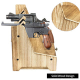 QWORK Wood Pistol Rack Gun Safe - Handgun Rack for Gun Cabinet Storage, with Additional Magazine and Bullet Storage Drawer, 12.2" x 7.6" x 8.5", Pistol Rack Holder, Gun Rack Organizer QWORK