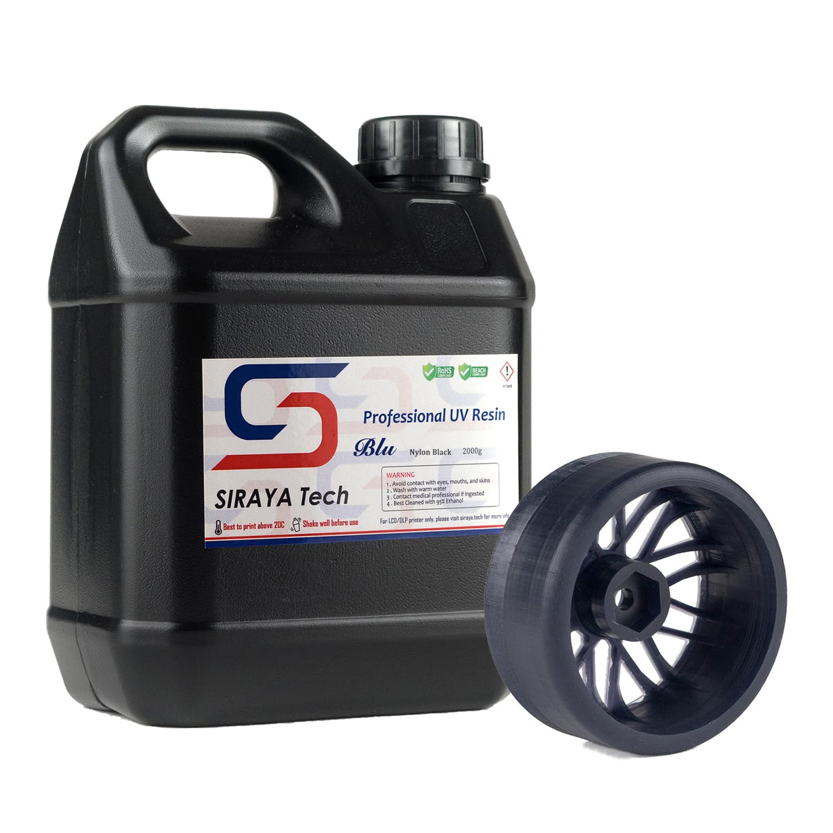 Siraya Tech Blu Nylon 3D Printer Resin Nylon-Like Strong and Precise High-Resolution 3D Printing Resin 405nm UV-Curing Rapid Resin for LCD DLP 3D Printer and 8K Capable (2kg, Nylon Black) Siraya Tech