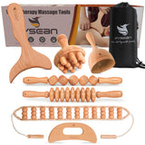 PYSEAN 7-in-1 Wood Therapy Massage Kit Helps You Eliminate Cellulite, Perform Lymphatic Drainage, Relax Your Muscles, Relieve Muscle Pain, and Sculpt Your Body into a Beautiful Shape PYSEAN