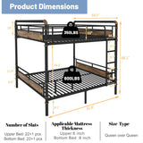 Duxelifin Queen Over Queen Metal Bunk Bed for Adults & Teens, Heavy-Duty Convertible Bunk Beds Queen Size Industrial Bunk Bed Frame with High Safety Rails and Ladders, No Box Spring Needed (Black) Duxelifin