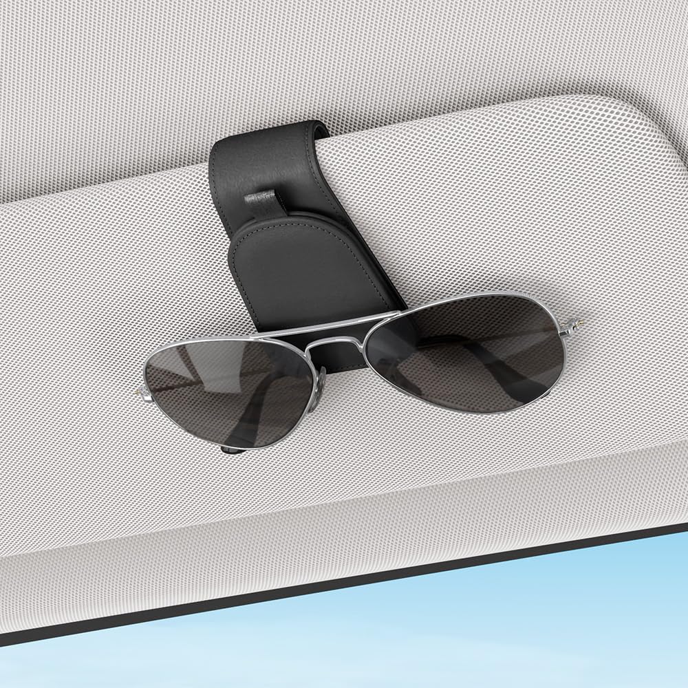 Sotfamily Sunglass Holder for Car Visor, Suede Cloth Magnetic Sunglass Organizer for Car Accessories, 2 Packs, Black Sotfamily