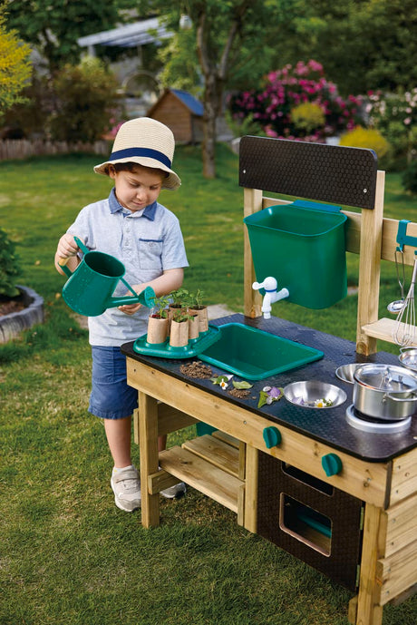 Hape Outdoor Kitchen | Mud Kitchen Wooden Toy Playset with Accessories, for Children Ages 3+ Years Hape