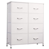 WLIVE Fabric Dresser for Bedroom, Tall Dresser with 8 Drawers, Storage Tower with Fabric Bins, Double Dresser, Chest of Drawers for Closet, Playroom, Dormitory, White WLIVE