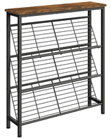 CHOEZON Shoe Rack, 4-Tier Narrow Shoe Storage Shelf, Slim Shoe Rack with Wooden Top and Metal Shelves, Slanted Shoe Organizer, Industrial Style, for Entryway, Hallway, Rustic Brown and Black TXJ76BF CHOEZON