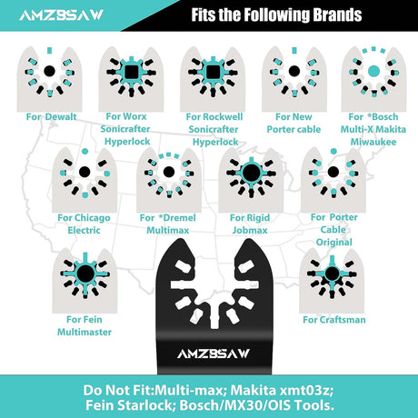 AMZBSAW 30 PCS Oscillating Tool Blades, 6 Types Oscillating Saw Blades for Metal Nails and Wood Plastic, Professional Multi Tool Blades Kits Fit Bosch Dewalt Ryobi Milwaukee AMZBSAW