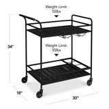 Best Choice Products Outdoor Mobile Patio Bar Cart, Home Bar Serving Cart, BBQ Side Table w/ 2 Tier Storage, Wine Rack, Lockable Wheels - Black Best Choice Products