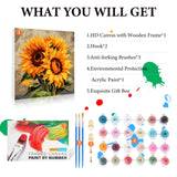 Fountor Framed Paint by Numbers Kit for Adults Beginner & Kids Ages 8-12, Sunflower Paint by Number with Frame, Easy Acrylic Watercolor Sunflower Painting by Numbers Kit on Canvas 10x10 inch Fountor
