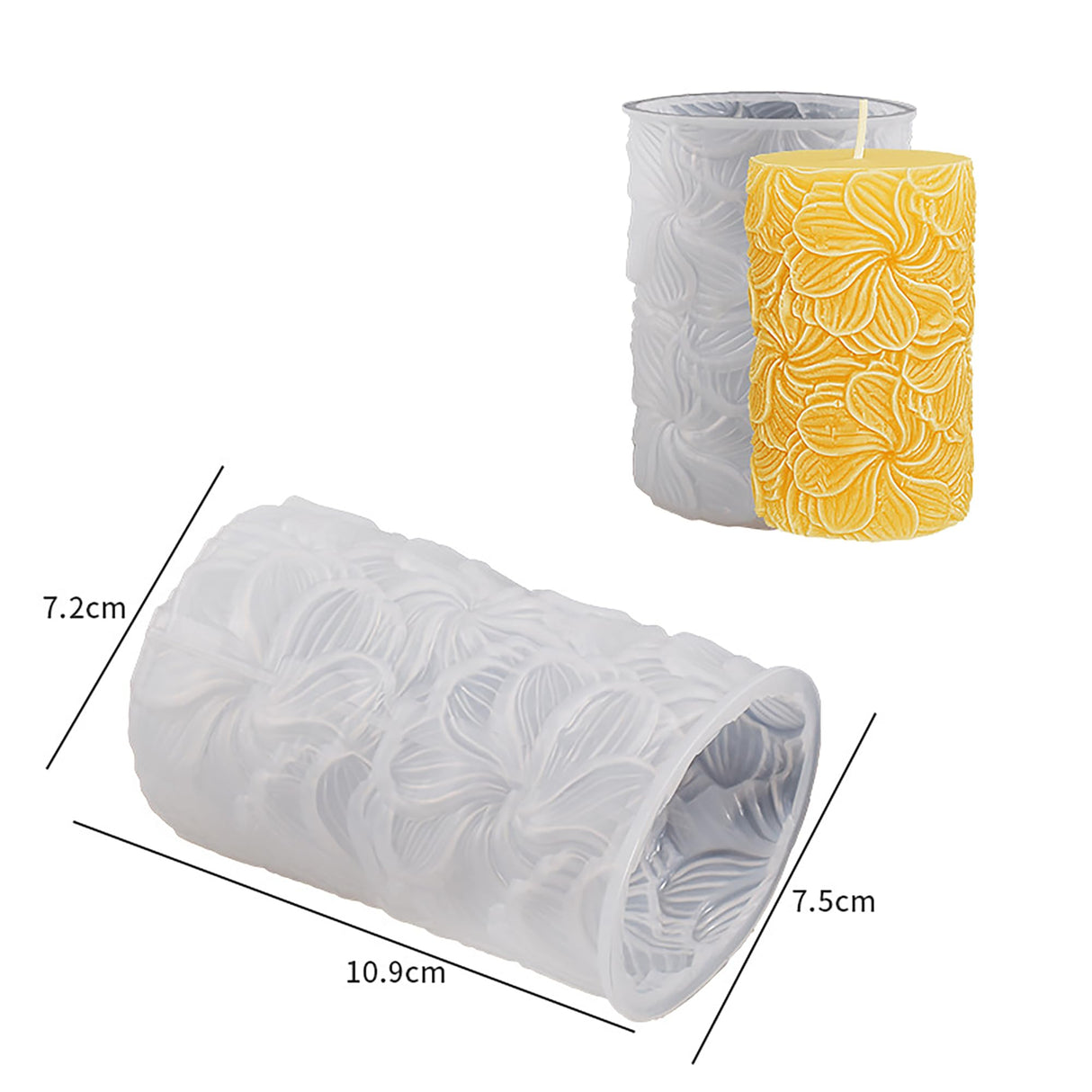 Flower Petal Cylinder Candle Mold - Resin Casting Silicone Molds for Home Decor & Candle Making Wave Spiral Mold ESEDAGE