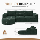 Modular Sectional Sofa with L-Shape Chaise,Cloud Sectional Modern Sleeper Couch with Deep Seat,Sponge Compression Sofas No Assembly Required (Green-Corduroy Fabric) 1PCS Luxanimarion