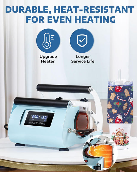 OFFNOVA 2 in 1 Dual 40 OZ Tumbler Heat Press Machine Double Station Combo Mug Heat Press Machine for 30oz 40oz Tumbler Top and Tapered Bottom Full Wrap Sublimation Printing OFFNOVA