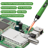 Soldering Iron Kit, 190W Soldering Gun, 110V LED Solder Kit for Electronics, Adjustable Temperature 356-932℉, Includes Solder Wire, Sucker, Tips, Stand, Tweezers, Paste and Solid Wood Box, Army Green Crtsweker