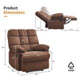 Ketaiyou Rocker Recliner Chair, Overstuffed Manual Rocking Recliner for Adults, Upholstered Comfy Soft Fabric Living Room Reclining Sofa Chair (Brown Fabric) Ketaiyou