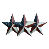 CVHOMEDECO. Rustic Antique Gifts American Flag Metal Barn Star Wall/Door Decor, 12-Inch, Set of 3. CVHOMEDECO.