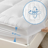 YUGYVOB Queen Mattress Topper -600GSM Extra Thick Cooling & Breathable Mattress Pad with Deep Pocket 8"-21" & Soft Down Alternative Filling, White YUGYVOB