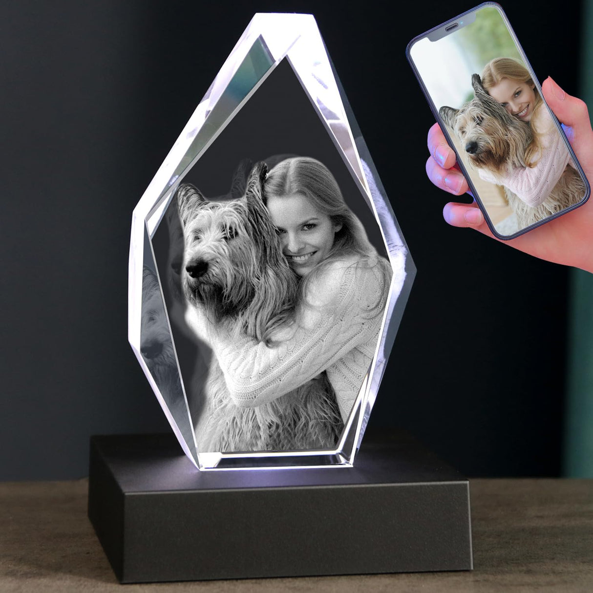 zeiniyio Personalized Dog Memorial Gifts, Custom Pet 3D Crystal Photo,Pet Memorial,3D Engraved Crystal Keepsake Gift, Dog Photo Frame,Personalized Gift for Birthday zeiniyio