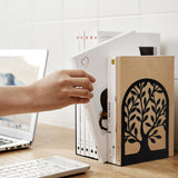 HappyHapi Book Ends, Metal Bookends for Shelves Decorative, Tree Stopper for Heavy Books, Black Ends to Hold Books for Home Office, 6.5 X 4.7 X 3.5 Inch(3 Pairs/6 Pcs, Large) HappyHapi