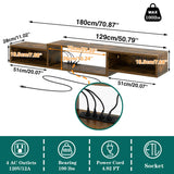 IBUYKE 71" Floating TV Stand Wall Mounted with Power Outlet,Wood Wall Mounted Media Console Shelf,Floating Entertainment Center for Under TV Storage for Living Room Bedroom Office,Rustic Brown WST008H IBUYKE