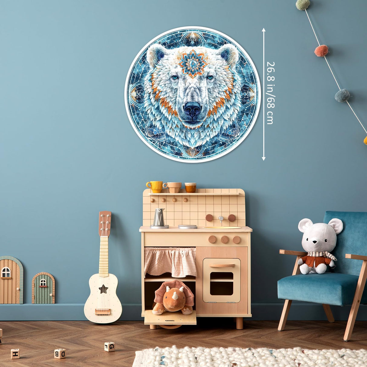 Mandala Polar Bear Puzzle for Adults 1000 Piece, Round Animal Shaped Jigsaw Puzzle, Nature Puzzles of Wildlife BBOLDIN