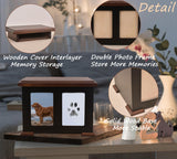 Sofunii Pet Urns for Dogs Ashes,XLarge Wooden Dog Urn Keepsake,Cat Urns for Ashes, Pet Memory Box Memorial Boxs with Paw Print Impression Kit&Album、Photo Frame for Loss Dogs Personalized Sofunii
