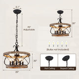 Curve Curio 20'' Farmhouse Chandelier Light Fixture, 5-Light Dining Room Light Fixtures French Country Rustic Chandelier Over Table for Entryway Foyer Bedroom Living Room Curve Curio