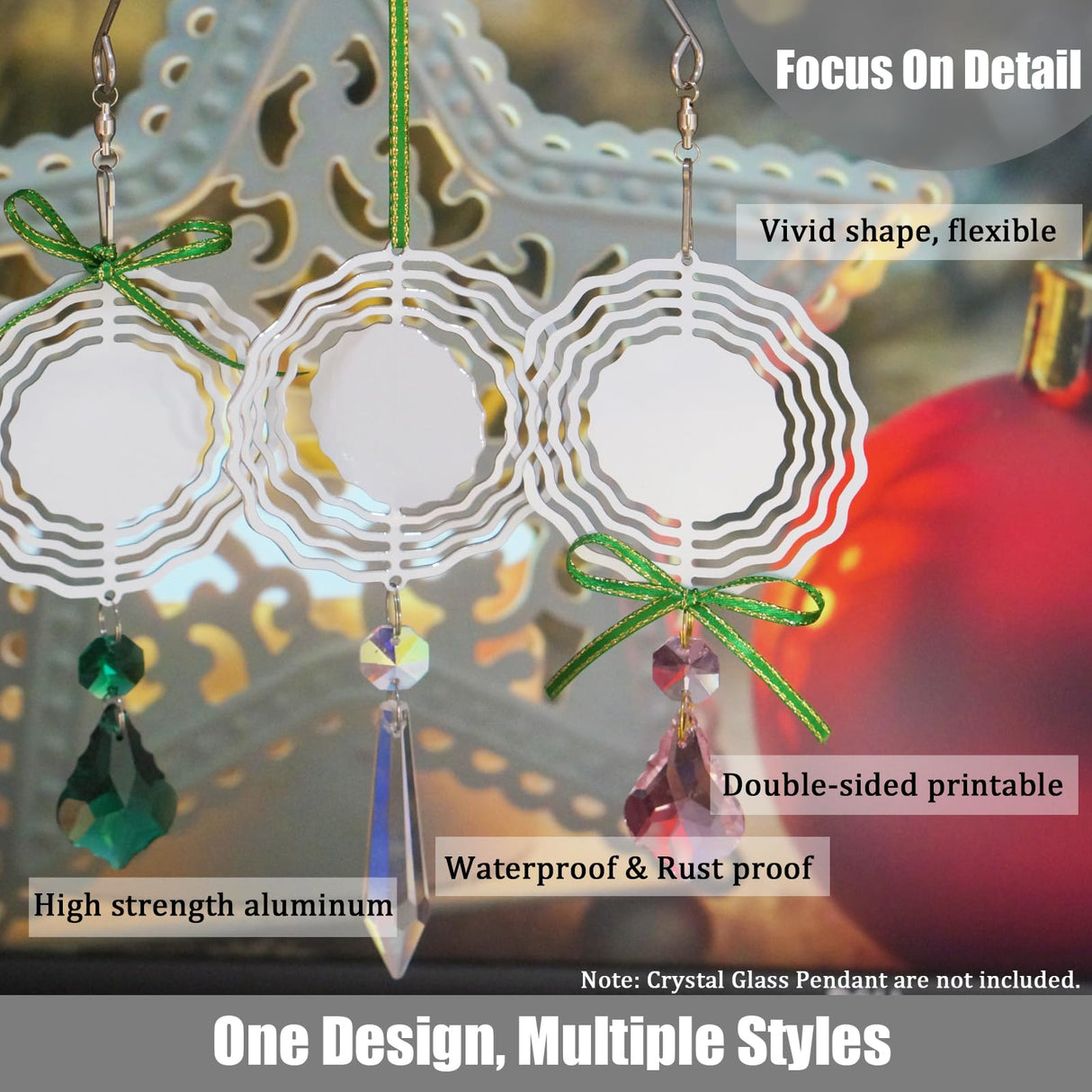 WindMage 12 Pack 3inch Sublimation Wind Spinner Blanks 3D Aluminum Metal Wind Sculpture Kinetic Spinners for Yard Garden Indoor Art Ornaments Xmas Hanging Decoration (Floral) WindMage