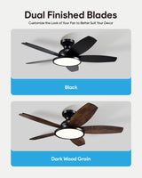 VONLUCE Ceiling Fans with Lights, 42 Inch Ceiling Fan and Remote, Full-spectrum LED Light, 3CCT, 6-Speeds Noiseless Reversible DC Motor, Modern Flush Mount Ceiling Fan for Farmhouse Bedroom Indoor VONLUCE
