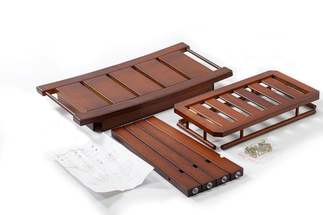 AK Decor 21" Teak Shower Bench for Inside – Luxury Spa-Style Comfort, FSC Certified Durable Teak Wood, Water-Resistant, Ergonomic Seat, Anti-Skid Stability and Enclosed Storage Shelf, 350 lbs Capacity Ak Decor
