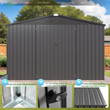 AECOJOY Shed 8' x 10' Outdoor Storage Metal Shed, Dark Grey Steel Yard Shed with Design of Lockable Doors, Utility and Tool Storage for Garden, Backyard, Patio, Outside use AECOJOY