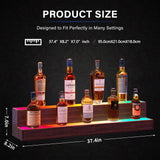Bingoday LED Liquor Shelf with Acrylic Bottle Display Shelves Wood Rack Wine Retro Bar Cabinets for Home Commercial Bar Party (Walnut, 2 step-38in) Bingoday