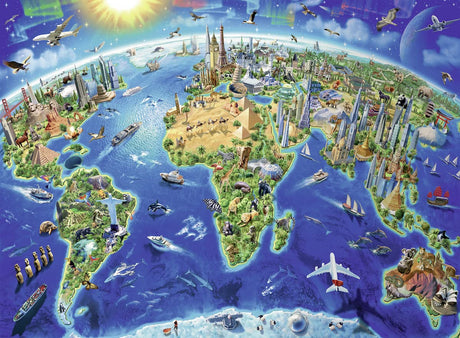 Ravensburger World Landmarks Map | 300-Piece Educational Jigsaw Puzzle for Kids | Unique Pieces | FSC Certified Materials Ravensburger