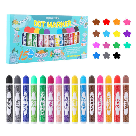 Dot Markers Washable Markers for Toddlers,Bingo Daubers Supplies Kids Preschool Children, Non Toxic Water-Based (15 Colors) Colourcolor