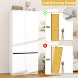 LABROSKIA White Armoire Wardrobe Closet: 74" Wooden Wardrobe Closet with 2 Doors, Bedroom Armoires with Hanging Rod, Tall Closets Cabinet for Hanging Clothes (31.5") LABROSKIA