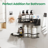 QHMCHLDZ Adhesive Shower Caddy, 2 Pack Corner Bath Organizer, Rustproof Stainless Steel Shower Shelves with Large Capacity, No Drilling Shelves for Bathroom Storage, Home, Kitchen Decor QHMCHLDZ