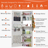 GISSAR Jewelry Mirror Armoire Wall Mount Over The Door Cabinet Storage Organizer Lockable Full Length Door Mirror(White) GISSAR