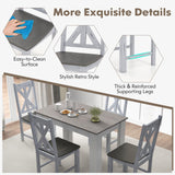 Giantex Retro Wooden Dining Chairs Set of 2, Farmhouse Kitchen Chairs w/Rubber Wood Frame, Elegant Hollowed Backrest, Armless Dining Room Chairs, Rustic Side Chairs for Restaurant, Living Room, Grey Giantex