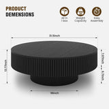 Apicizon 31.5'' Black Round Fluted Coffee Table for Living Room, Mordern Wood Coffee Table, Drum Coffee Table for Small Space, Center Accent Table, Mid-Century End Table for Apartment Apicizon