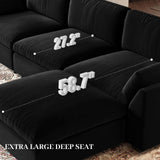 Belffin Extra Large Modular Sectional Sofa,106.3" 4-Seater L Shaped Couch,Velvet Convertible Sectional Couches for Living Room,Comfy Upholstered Modern Cloud Couch,Black Sofa Belffin