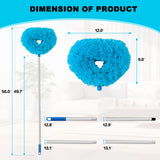 Ceiling Fan Cleaner Duster Reusable Microfiber Ceiling Fan Blade Cleaner Removable Duster with Extension Pole Adjusts 13 to 49.7 Inch for Cleaning Walls Bookshelves Furniture Door Window Top (Blue) Heonay