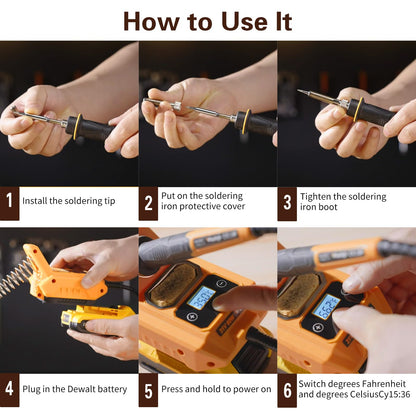 ITEFDTUTNE Cordless Soldering Station for Dewalt 20V Max Battery（Battery Not Included）, Electric Digital LCD Display Soldering Iron Station,Fast Heating Up Soldering Station for DIY, Appliance Repair